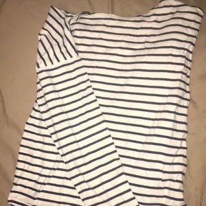 Navy blue and white striped top, 3/4 sleeve top